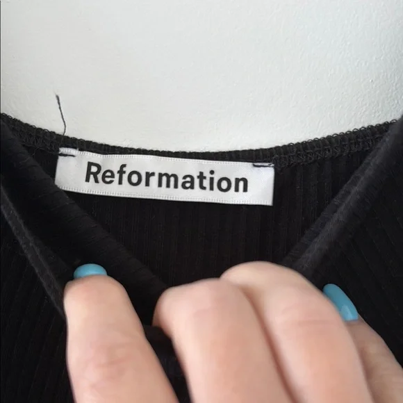 Reformation Black Midi Dress L - Picture 3 of 7